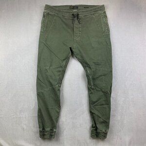Zara Mens Pants XL Green Moto Soft Denim Jogging Fit Tapered Outdoor Joggers